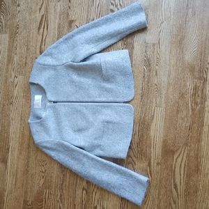 (12) Jacques Vert Wool Blend Sequined Zip Up Blazer Fancy Faux Pockets Luxury